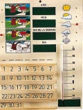 Calendario escolar de madera con termmetro