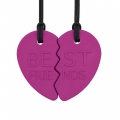 Set colgantes masticables suaves corazn dividido mejores amigos (magenta)